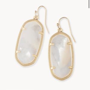 Kendra Scott Elle Gold Drop Earrings in Ivory Mother-of-Pearl